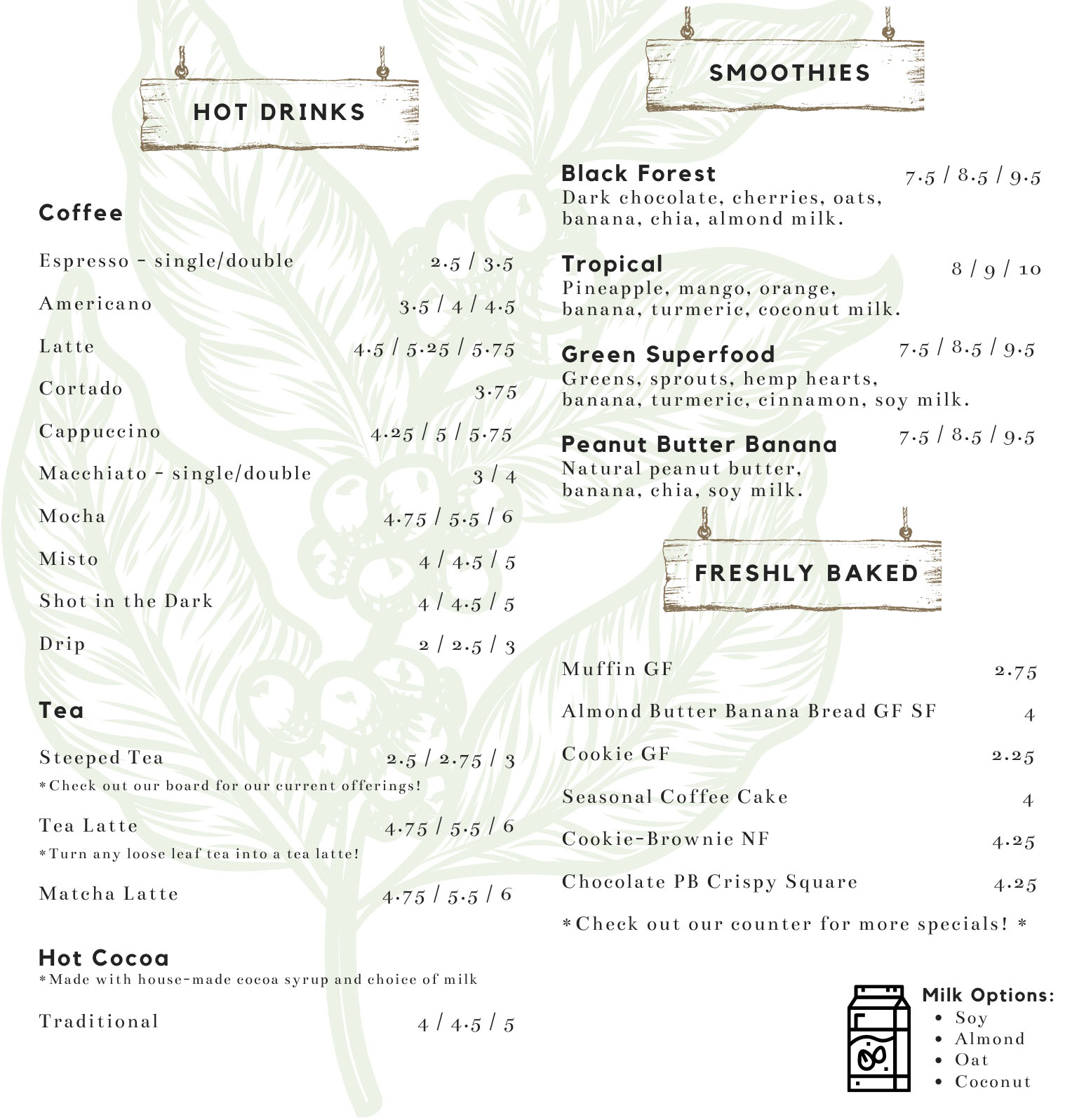 menu, riverdale cafe, cafe, cafe menu